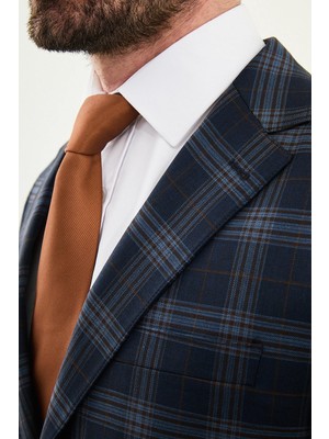 MCR Ekoseli Slim Fit Mono Yaka Kombinli Erkek Takım Elbise