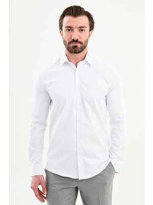 MCR Düz Slim Fit Uzun Kollu Erkek Gömlek