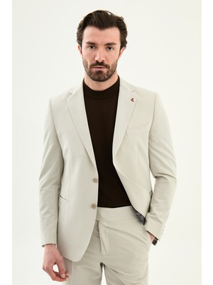 MCR Düz Slim Fit Mono Yaka Pantolonu Kemer Tokalı Erkek Takım Elbise