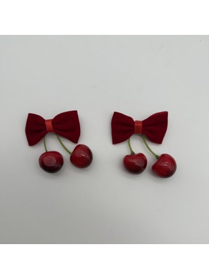 Mare Accessories Kiraz Detaylı Bordo Fiyonk Toka Seti