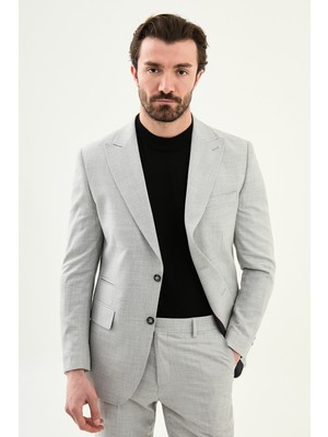 MCR Desenli Slim Fit Geniş Yaka Erkek Takım Elbise
