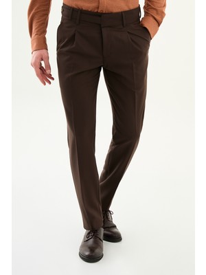 MCR Düz Slim Fit Pileli Yandan Düğmeli Erkek Pantolon