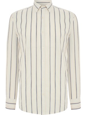 MUDO Regular Fıt Çizgili Uzun Kollu Gömlek