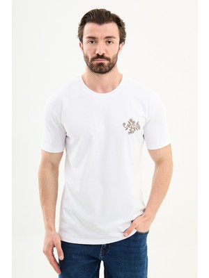 MCR Düz Slim Fit Nakışlı Bisiklet Yaka Erkek T-Shirt