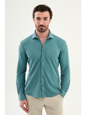 MCR Desenli Slim Fit Uzun Kollu Erkek Gömlek
