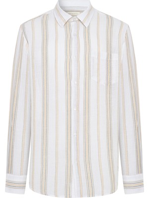 Regular Fıt Çizgili Uzun Kollu Gömlek