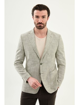 MCR Çizgili Slim Fit Mono Yaka Torba Cep Erkek Ceket