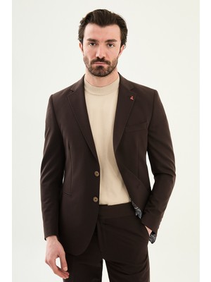 MCR Düz Slim Fit Mono Yaka Pantolonu Kemer Tokalı Erkek Takım Elbise