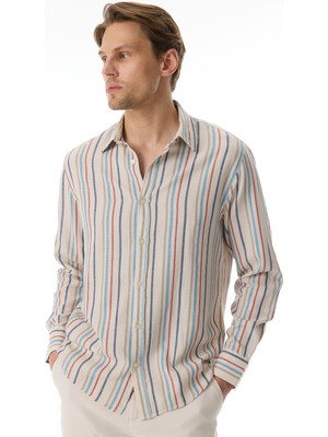 Çizgili Regular Fıt Uzun Kollu Gömlek