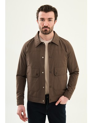 MCR Düz Slim Fit Gömlek Yaka Torba Cepli Baharlık Erkek Mont