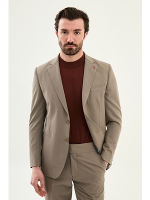 MCR Düz Slim Fit Mono Yaka Pantolonu Kemer Tokalı Erkek Takım Elbise