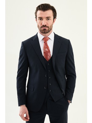 MCR Ekoseli Slim Fit Mono Yaka Klasik Yün Erkek Takım Elbise