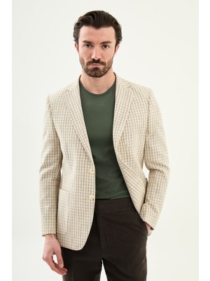 MCR Kareli Slim Fit Mono Yaka Torba Cep Erkek Ceket