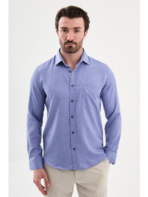 MCR Düz Slim Fit Cepli Uzun Kollu Erkek Gömlek