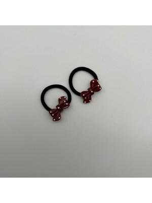 Mare Accessories Puantiyeli Fiyonk Detaylı Siyah Saç Lastiği Seti