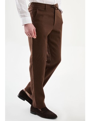 MCR Düz Slim Fit İpli Beli Lastikli %100 Keten Erkek Pantolon