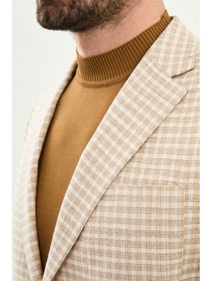 MCR Kareli Slim Fit Mono Yaka Torba Cep Erkek Ceket