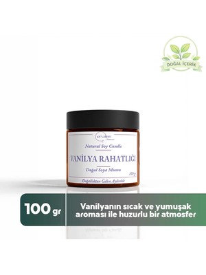 Ervalinn Vanilya Kokulu Doğal Soya Mumu 100 gr+DUDAK BALSAMI HEDİYE