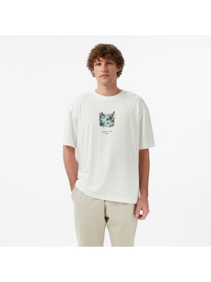 United4 Regular Fit Erkek Bej T-Shirt Ekru