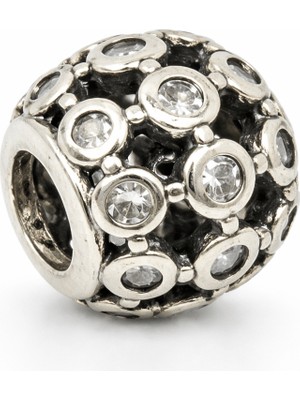 Defne Silver Taşlı Küre Charm