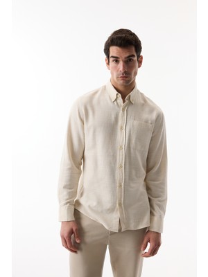 Regular Fıt Düğmeli Yaka Uzun Kollu Gömlek