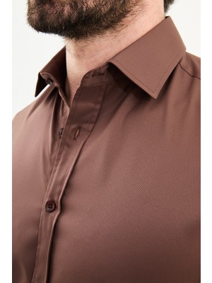 MCR Düz Slim Fit Uzun Kollu Erkek Gömlek