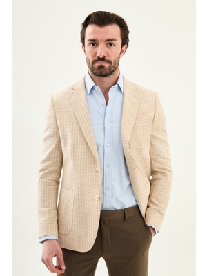 MCR Çizgili Slim Fit Mono Yaka Torba Cep Erkek Ceket