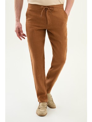 MCR Düz Slim Fit İpli Beli Lastikli %100 Keten Erkek Pantolon
