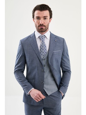 MCR Desenli Slim Fit Mono Yaka Kombinli Erkek Takım Elbise