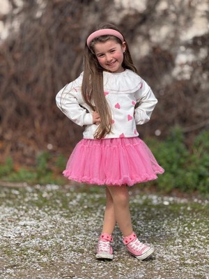 Cg Kids Kalpli Sweatshirt & Pembe Tütü Etek Kombin Bayramlık Kız Çocuk Takım