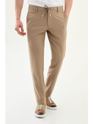 MCR Desenli Slim Fit Beli Lastikli İpli Erkek Pantolon