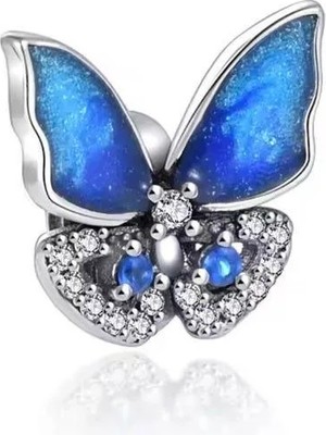 Defne Silver Mavi Kelebek Charm