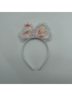 Mare Accessories Pul Işlemeli Beyaz Fiyonk Çocuk Tacı