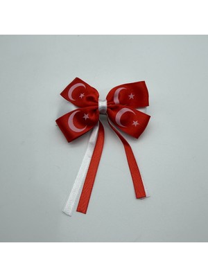 Mare Accessories Türk Bayrak Desenli Çift Katlı Fiyonk Toka