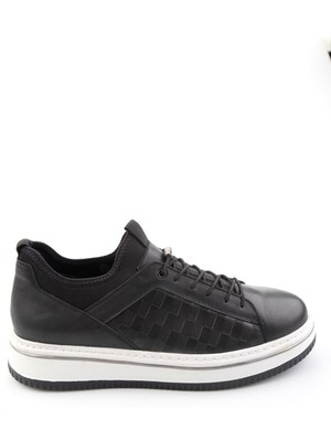 Bambi Siyah Hakiki Deri Erkek Sneaker E01958181643