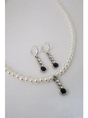 twingold Zirkon Taşlı Özel Tasarımlı Inci Boncuklu Incili Kolye