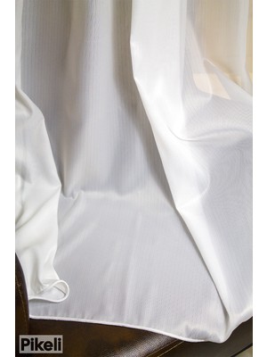 Pikeli - Bambu Soft Ipek Dokulu Tül Perde - 1x3 Sık Pile - Hazır Dikim