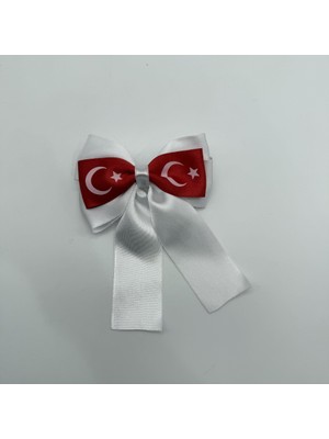 Mare Accessories Türk Bayraklı Beyaz Kırmızı Fiyonk Toka