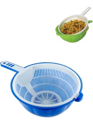 Mikasso Plastik 2 Katlı Çok Maksatlı Makarna Süzgeci Plastik Kahverengi