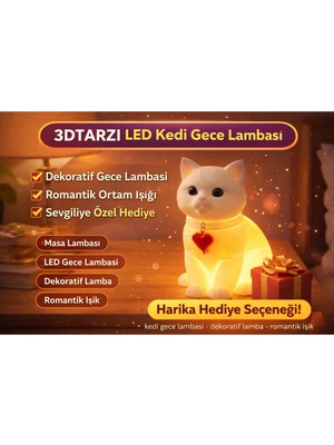 3dtarzı 3D LED Kedi Gece Lambası Dekoratif Masa Lambası Romantik Ortam Işığı Sevgiliye Hediye Işıklı Kedi Lamba