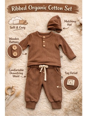 Kokoro M&b  Pamuk Bebek Tulum ve Bere Takımı | %100 Doğal Waffle Pamuk | 0–2 Yaş | Kız ve Erkek Bebek