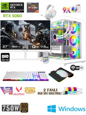 Apphirex Full White X75 Ryzen 7 5700X 32GB 1tb M2 SSD RTX5060 27' 150Hz Qhd Sıvı Soğutma Masaüstü Oyuncu Bilgisayarı