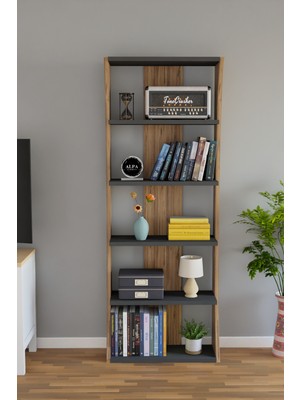Alpa Ev Mobilya 6 Raflı 150 CM Salon Rafı Çok Amaçlı Düzenleyici Modern Kitaplık | Ofis Dolabı Organizer
