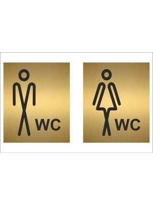 Mikasso Wc Tuvalet Tabelası Kapı ve Duvar Yönlendirme Levhası 10X12 cm 2 Ayrı Metal Levha