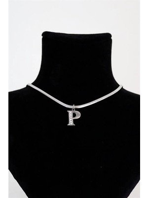 twingold P Harfi Tasarımlı Italyan Zincirli Zirkon Taşlı Çelik Kolye