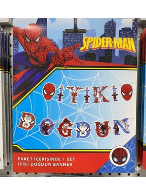Çavuş E-Ticaret Örümcek Model Iyi Ki Doğdun Karakterli Yazı Banner Spıderman