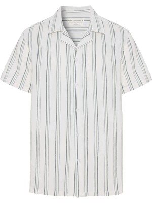 Regular Fıt Resort Yaka Çizgili Kısa Kollu Gömlek