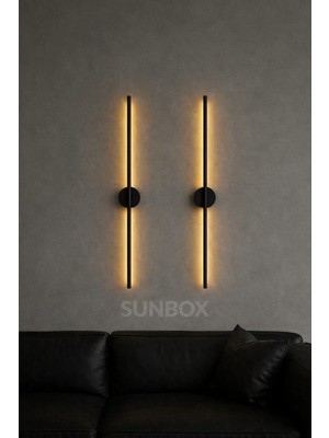 Sunbox Modern Dekoratif LED Duvar Aplik 70 cm Günışığı Siyah 2 Adet ( Pil Dahil )
