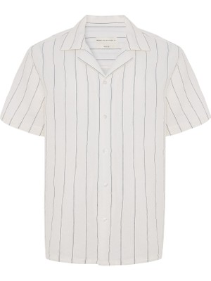 Regular Fıt Resort Yaka Çizgili Kısa Kollu Gömlek