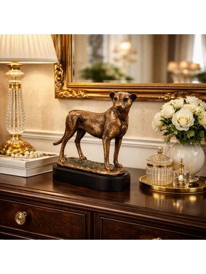 Leopar Biblo Dekoratif Leopar Heykeli Lüks Salon Ofis Masa Sehpa Konsol Dekoru 21.5 cm